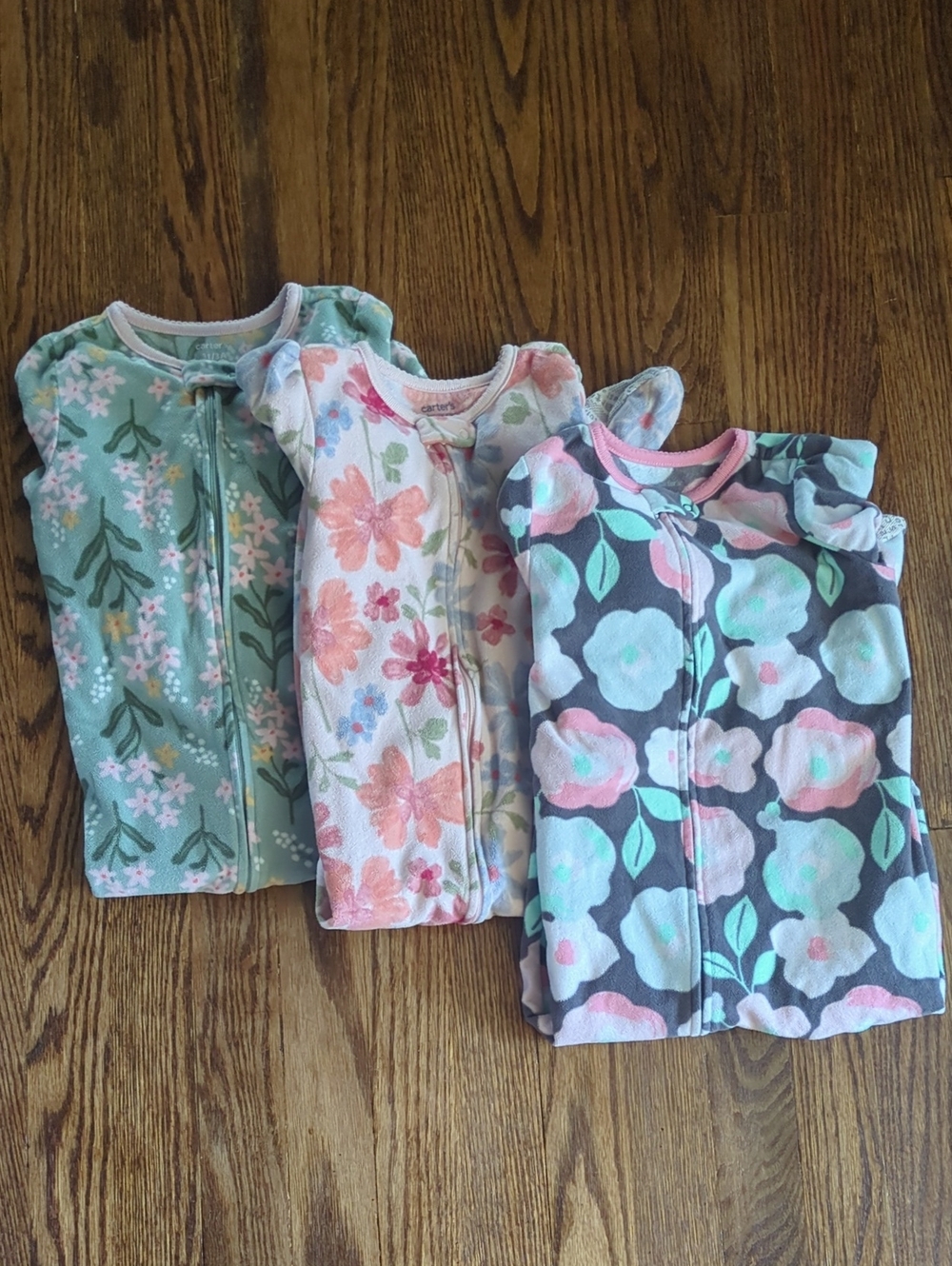 Set Of 3 Carter's Zip Pajama Sleepers - Size 3t